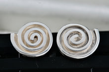 Load image into Gallery viewer, Sterling Silver Large Mexico Taxco Swirl Modernist Stud Earrings
