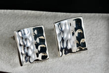 Load image into Gallery viewer, Vintage Sterling Silver Mexico Hammered Concave Square Stud Earrings Signed &amp; KN
