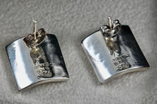 Load image into Gallery viewer, Vintage Sterling Silver Mexico Hammered Concave Square Stud Earrings Signed &amp; KN
