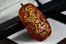 Load image into Gallery viewer, Vintage Mexico Mayan Carved Agate Wood Block Souvenir Pendant
