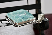 Load image into Gallery viewer, Sterling Silver Turquoise Color Stone Diamond Square Shape Handmade Pendant
