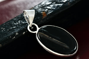 Sterling Silver Black Onyx Oval Handmade Pendant