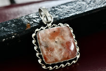 Load image into Gallery viewer, Sterling Silver Pink Rhodonite Square Handmade Pendant
