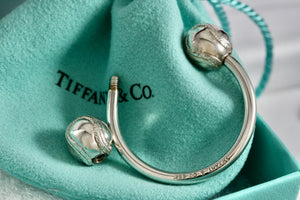 Tiffany & Co. Silver Double Baseball Ball Horseshoe Keychain