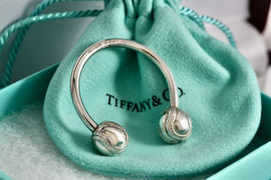 Tiffany & Co. Silver Double Baseball Ball Horseshoe Keychain