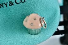 Load image into Gallery viewer, Tiffany &amp; Co. Silver Pink Enamel Cupcake Pendant Charm
