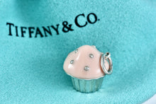 Load image into Gallery viewer, Tiffany &amp; Co. Silver Pink Enamel Cupcake Pendant Charm
