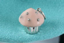 Load image into Gallery viewer, Tiffany &amp; Co. Silver Pink Enamel Cupcake Pendant Charm
