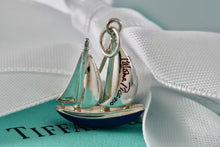 Load image into Gallery viewer, Tiffany &amp; Co. Paloma Picasso Silver Blue &amp; Red Enamel Love Sailboat Charm Pendant
