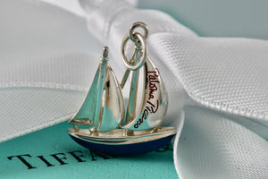 Tiffany & Co. Paloma Picasso Silver Blue & Red Enamel Love Sailboat Charm Pendant