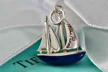 Load image into Gallery viewer, Tiffany &amp; Co. Paloma Picasso Silver Blue &amp; Red Enamel Love Sailboat Charm Pendant

