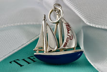 Load image into Gallery viewer, Tiffany &amp; Co. Paloma Picasso Silver Blue &amp; Red Enamel Love Sailboat Charm Pendant
