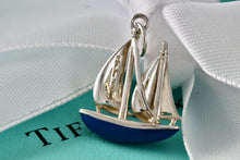 Load image into Gallery viewer, Tiffany &amp; Co. Paloma Picasso Silver Blue &amp; Red Enamel Love Sailboat Charm Pendant
