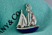 Load image into Gallery viewer, Tiffany &amp; Co. Paloma Picasso Silver Blue &amp; Red Enamel Love Sailboat Charm Pendant
