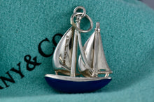 Load image into Gallery viewer, Tiffany &amp; Co. Paloma Picasso Silver Blue &amp; Red Enamel Love Sailboat Charm Pendant
