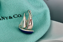 Load image into Gallery viewer, Tiffany &amp; Co. Paloma Picasso Silver Blue &amp; Red Enamel Love Sailboat Charm Pendant

