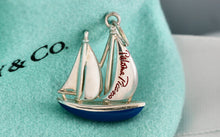 Load image into Gallery viewer, Tiffany &amp; Co. Paloma Picasso Silver Blue &amp; Red Enamel Love Sailboat Charm Pendant
