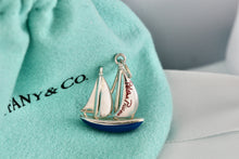 Load image into Gallery viewer, Tiffany &amp; Co. Paloma Picasso Silver Blue &amp; Red Enamel Love Sailboat Charm Pendant
