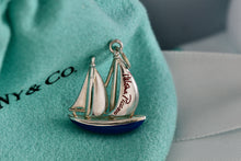 Load image into Gallery viewer, Tiffany &amp; Co. Paloma Picasso Silver Blue &amp; Red Enamel Love Sailboat Charm Pendant
