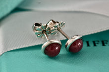 Load image into Gallery viewer, Tiffany &amp; Co. Elsa Peretti Silver Color By The Yard Pink Rhodonite Round Stud Earrings
