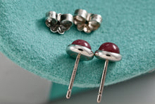 Load image into Gallery viewer, Tiffany &amp; Co. Elsa Peretti Silver Color By The Yard Pink Rhodonite Round Stud Earrings
