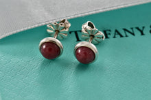 Load image into Gallery viewer, Tiffany &amp; Co. Elsa Peretti Silver Color By The Yard Pink Rhodonite Round Stud Earrings
