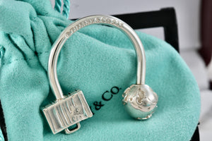 Tiffany & Co. Silver World Globe & Travel NYC USA Suitcase Horseshoe Keychain