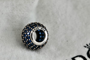 Pandora Silver Pave Lights Blue Crystal Bead Charm (791051NCB)