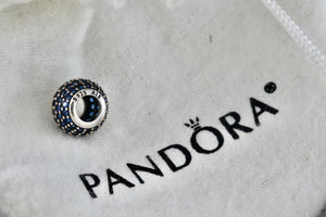 Pandora Silver Pave Lights Blue Crystal Bead Charm (791051NCB)