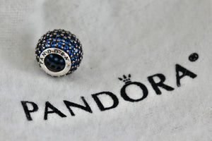 Pandora Silver Pave Lights Blue Crystal Bead Charm (791051NCB)