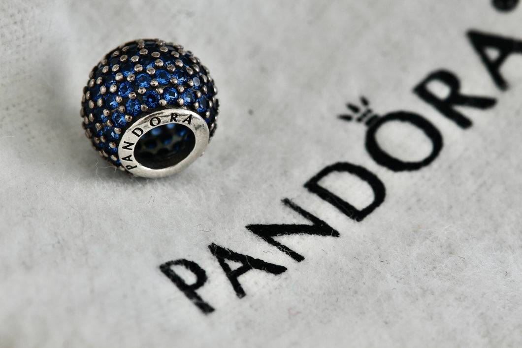 Pandora Silver Pave Lights Blue Crystal Bead Charm (791051NCB)