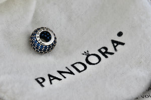 Pandora Silver Pave Lights Blue Crystal Bead Charm (791051NCB)