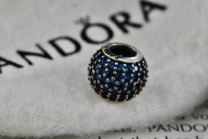 Pandora Silver Pave Lights Blue Crystal Bead Charm (791051NCB)