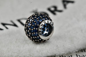 Pandora Silver Pave Lights Blue Crystal Bead Charm (791051NCB)