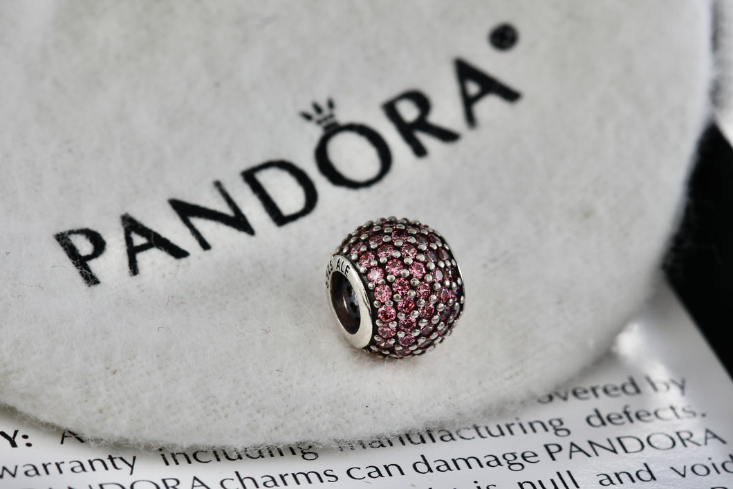 Pandora Silver Pave Lights Pink Crystal Bead Charm (791051CZS)