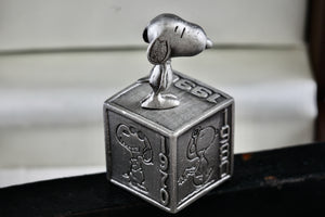 Hallmark Peanuts 5 Decades of Snoopy Cube Pewter Commemorative Figurine