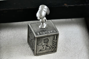 Hallmark Peanuts 5 Decades of Snoopy Cube Pewter Commemorative Figurine