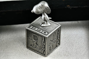 Hallmark Peanuts 5 Decades of Snoopy Cube Pewter Commemorative Figurine