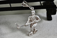 Load image into Gallery viewer, Sterling Silver Ice Skating Hockey Player 1&quot; Pendant
