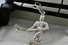 Load image into Gallery viewer, Sterling Silver Ice Skating Hockey Player 1&quot; Pendant
