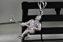 Load image into Gallery viewer, Sterling Silver Ice Skating Hockey Player 1&quot; Pendant
