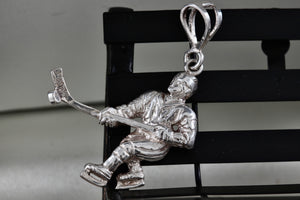 Sterling Silver Ice Skating Hockey Player 1" Pendant