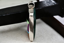 Load image into Gallery viewer, Native American Reversible Multi Gemstone &amp; Malachite Inlay Large Square Silver Pendant
