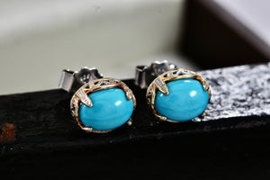 Michael Valitutti NH Sterling Silver Oval Blue Amazonite Stud Earrings