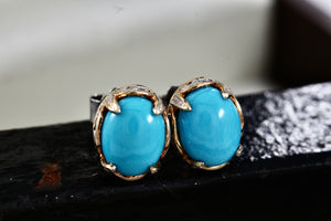 Michael Valitutti NH Sterling Silver Oval Blue Amazonite Stud Earrings