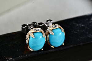 Michael Valitutti NH Sterling Silver Oval Blue Amazonite Stud Earrings