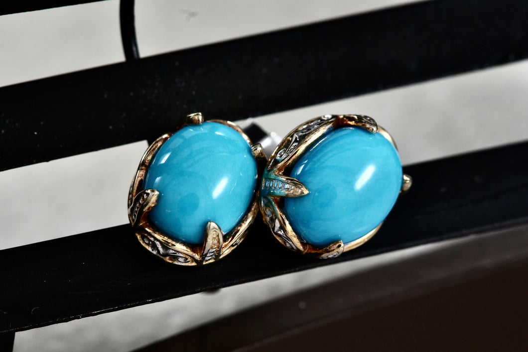 Michael Valitutti NH Sterling Silver Oval Blue Amazonite Stud Earrings