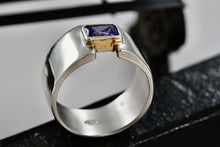 Load image into Gallery viewer, Rectangle Cut Purple Amethyst High Quality Sterling Silver Wide Ring Size 7
