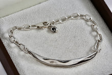 Load image into Gallery viewer, Sterling Silver Leaf ID Silver Chain 8&quot; Bracelet Signed RM
