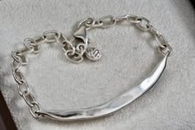 Load image into Gallery viewer, Sterling Silver Leaf ID Silver Chain 8&quot; Bracelet Signed RM
